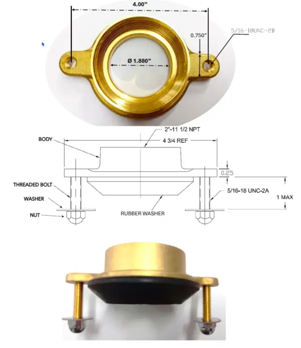 spud for urinal outlet connection